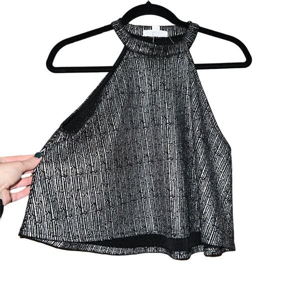 STELLA LUCE Silver And Black Blouse Size Large - Picture 3 of 4